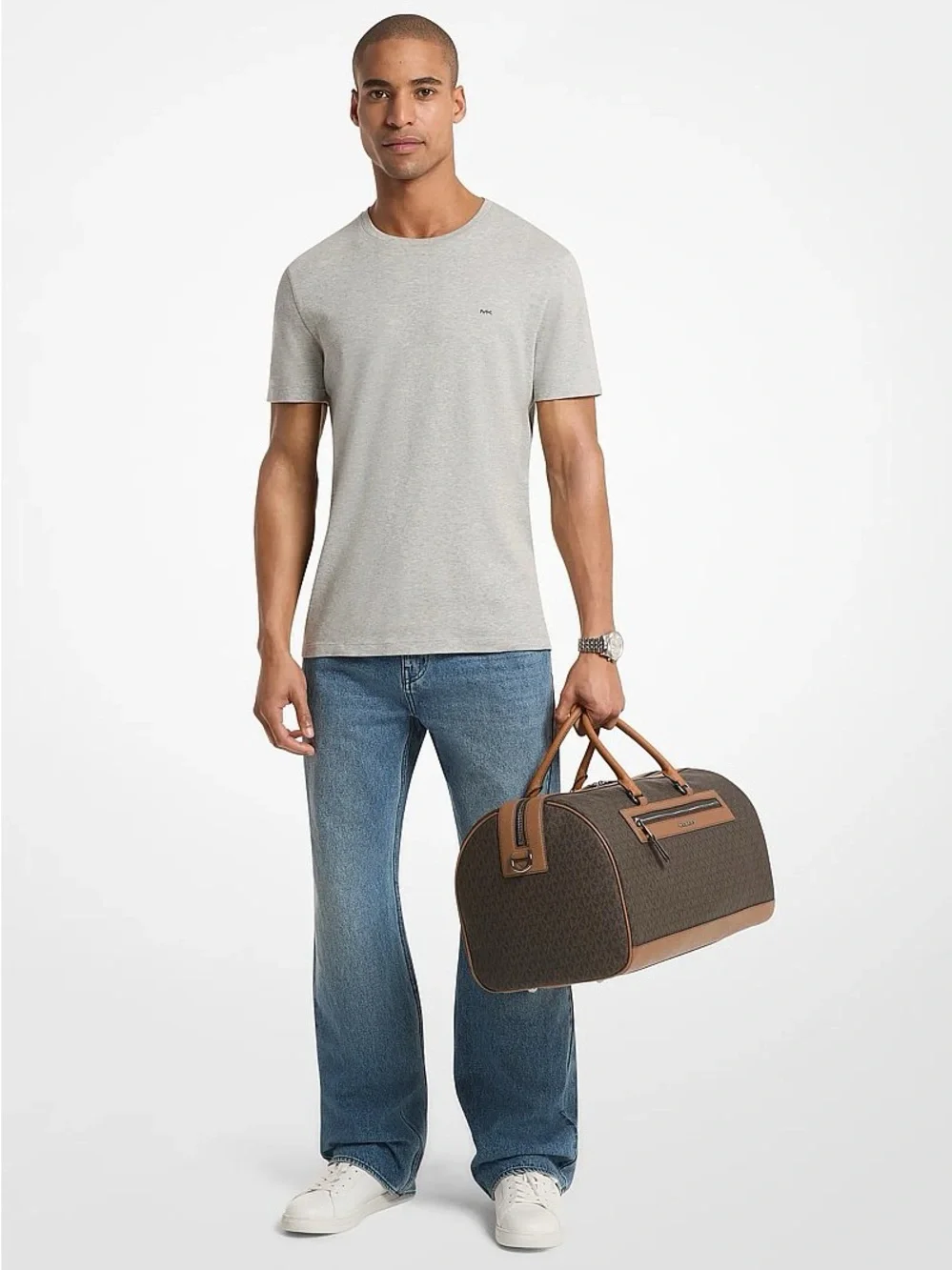 Michael Kors Jet Set Signature Logo Weekender Bag Brown Accorn
